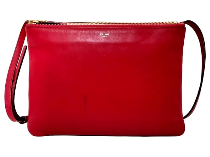Céline Celine Red Trio Leather Crossbody Bag  ref.613816