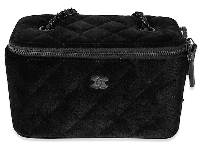 Chanel Black Quilted Velvet Vanity Case On Chain   ref.613906