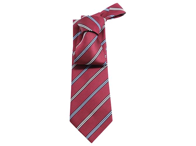 Ermenegildo Zegna Striped Tie in Burgundy Silk Dark red  ref.613925