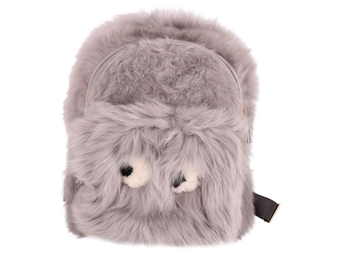 Anya Hindmarch Mini Eyes Backpack in Grey Fur  ref.613940