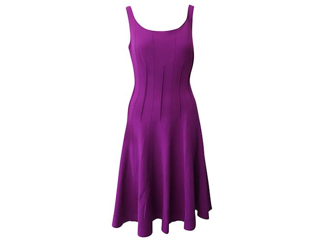 Oscar De La Renta Purple Sleeveless Fit and Flare Dress Wool  ref.613947