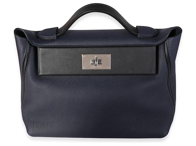 Hermès Hermes Bleu Nuit Togo & Black Swift 24/24 21 Bag Phw Blue ref.614059  - Joli Closet