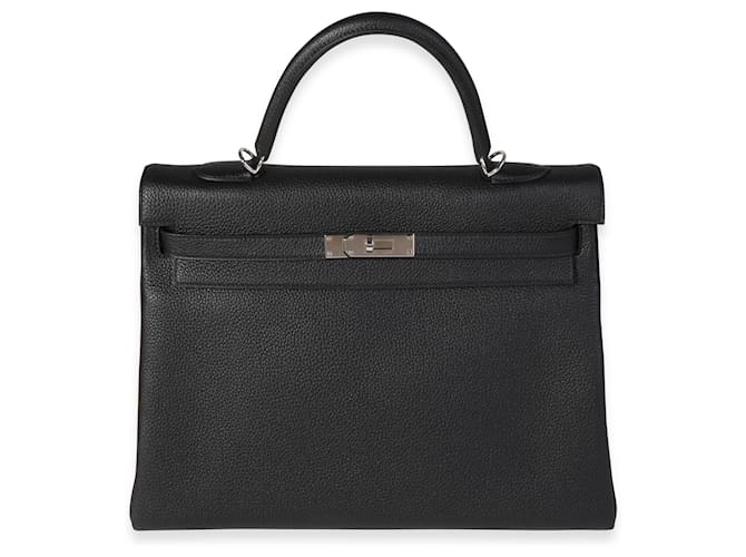 Hermès Hermes Noir Togo Retorne Kelly 35 PHW Preto Couro  ref.614085