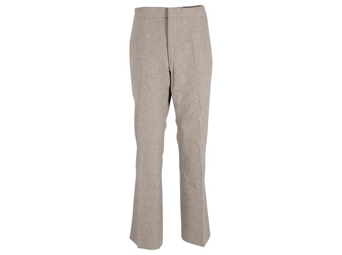 Yves Saint Laurent Straight Cut Trousers in Brown Cotton Wool   ref.614149