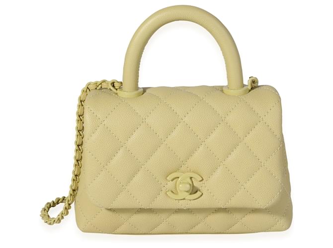 Chanel Yellow Caviar Extra Mini Coco Top Handle Bag Leather ref.614248 -  Joli Closet