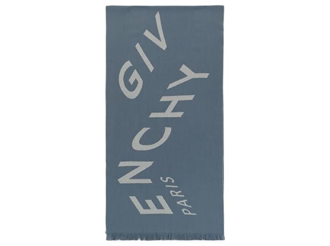 Écharpe en soie Givenchy Chevron Logo Design Bleu  ref.614257