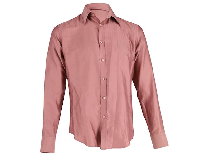 Camicia Button Down a maniche lunghe Yves Saint Laurent in seta rosa rosa  ref.614328