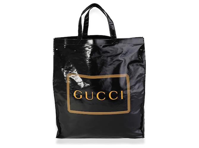 Gucci Montecarlo Tote aus beschichtetem Canvas in Schwarz und Gold  ref.614352