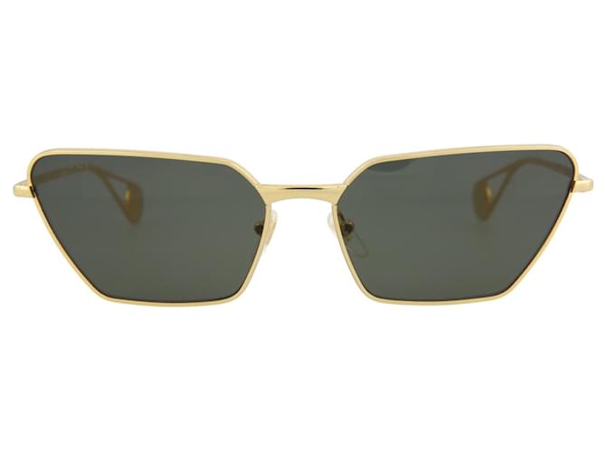 Gucci Sonnenbrille mit Cat-Eye-Rahmen aus Metall Golden Metallisch  ref.614358