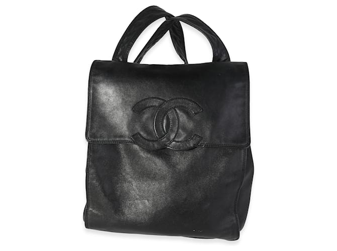 Chanel Vintage Black Leather Cc Backpack   ref.614408