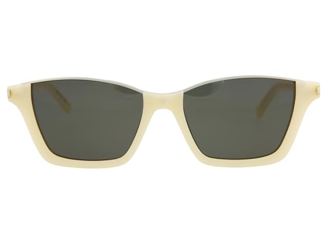 Saint Laurent Sonnenbrille mit quadratischem Rahmen aus Acetat Weiß Roh Zellulosefaser  ref.614417