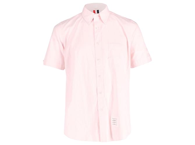 Camisa de manga corta Thom Browne de algodón rosa  ref.614433