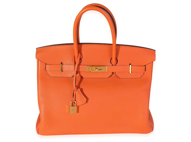 Hermès Hermes Orange Togo Birkin 35 GHW Laranja Couro  ref.614485