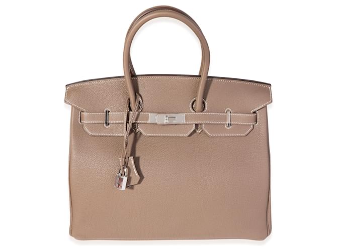 Hermès Hermes Etoupe Togo Birkin 35 Phw  Brown Leather  ref.614501