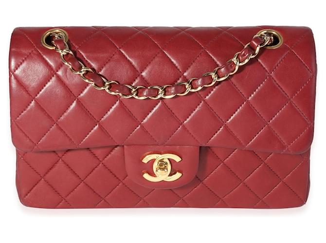 Chanel Burgundy Quilted Lambskin Small Classic Double Flap Bag Red