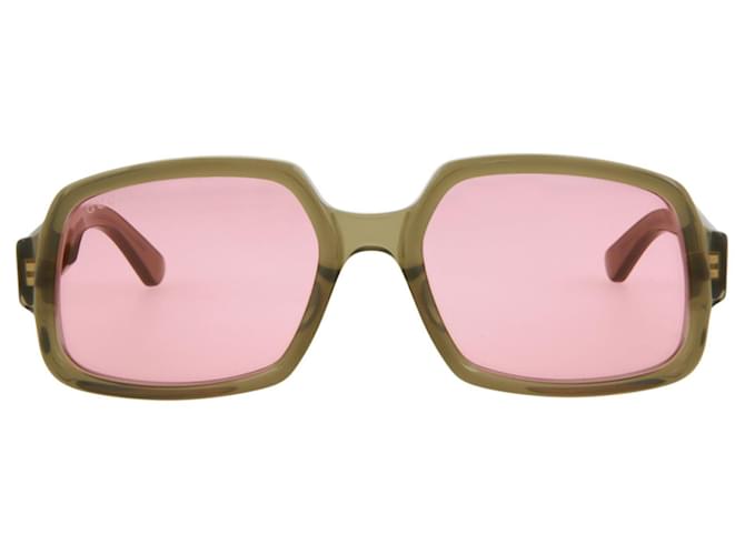 Gafas de sol de acetato con montura cuadrada Gucci Castaño Fibra de celulosa  ref.614551