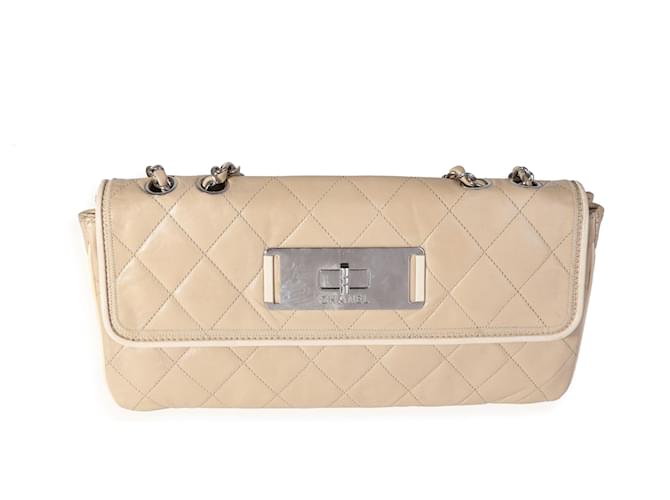 Chanel Beige Mademoiselle Lock East West Flap Bag Fleisch Leder  ref.614564