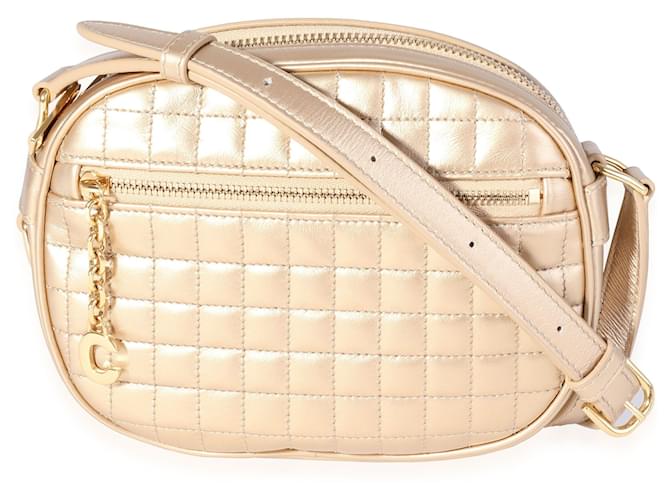 Céline Celine Gold Quilted Leather Small C Charm Camera Bag  Golden  ref.614573