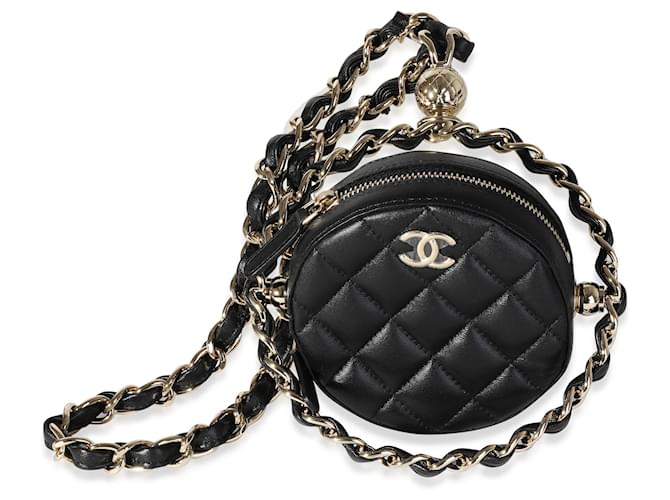 Chanel Quilted Lambskin Leather Top Handle Clutch with Chain Bag