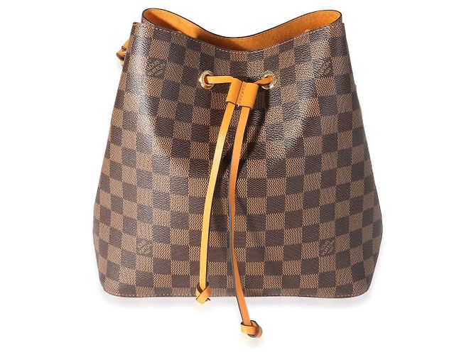 Néonoé Louis Vuitton Safran in pelle gialla e Damier Ebene Neonoe mm Marrone
