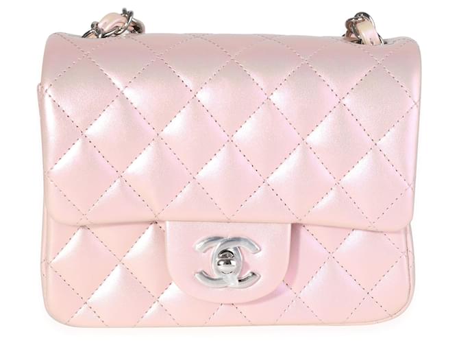 Chanel Pink Iridescent Quilted Calfskin Square Mini Classic Flap Bag  Leather ref.614615 - Joli Closet