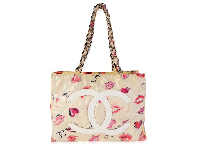 Chanel Vintage Multicolor Coated Canvas Coco Lips And Kisses Tote   ref.614626
