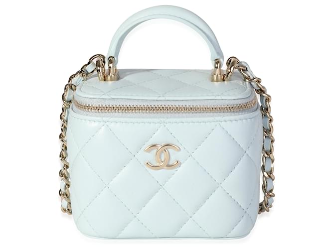 Chanel Light Blue Quilted Lambskin Mini Vanity