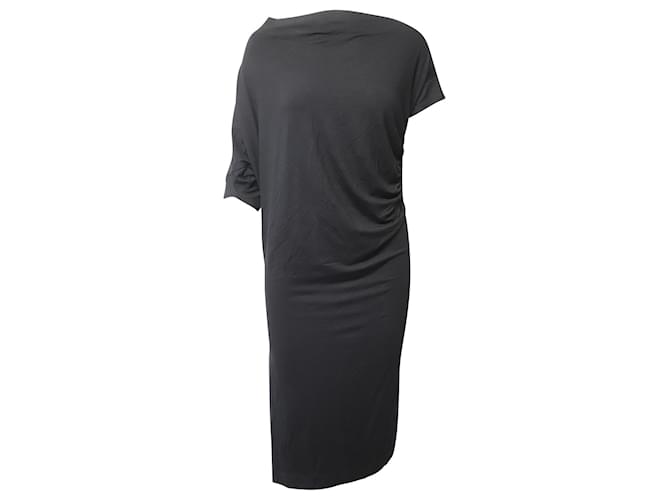 Vestido midi drapeado com mangas assimétricas Vivienne Westwood em algodão preto  ref.614655