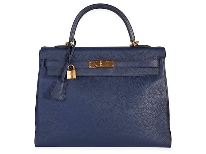 Hermès Verso Bleu Encre & Bleu Saphir Clémence Retourne Kelly 35 PHW  ref.614656