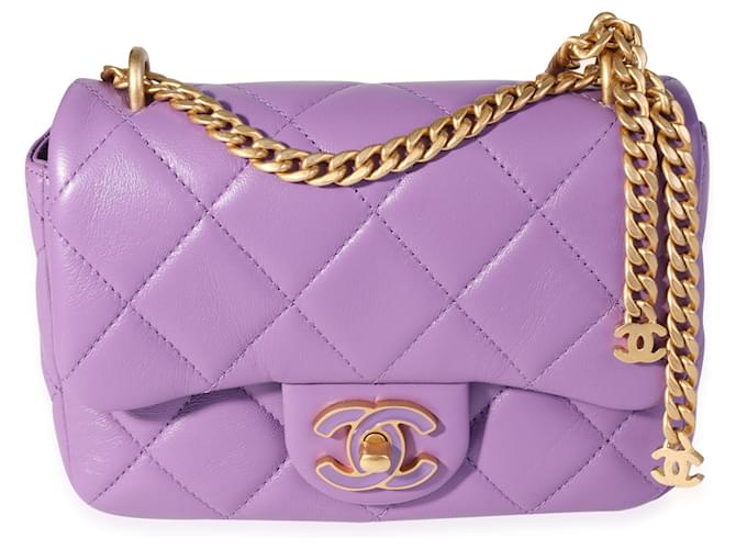 Chanel Purple Quilted Lambskin Leather Small Trendy CC Flap Bag
