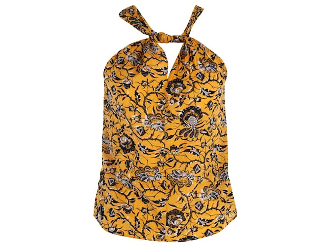 Isabel Marant Floral Print Halter Top in Yellow Cotton  ref.614671