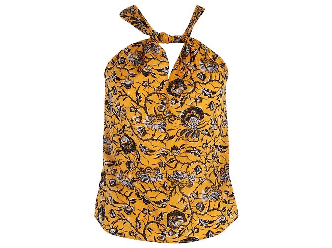 Top halter con estampado floral de Isabel Marant en algodón amarillo