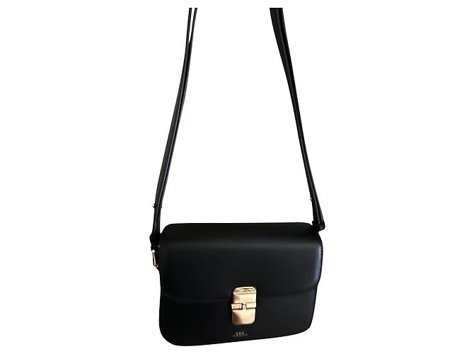 Borsa a mano Apc Model S in pelle nera Nero