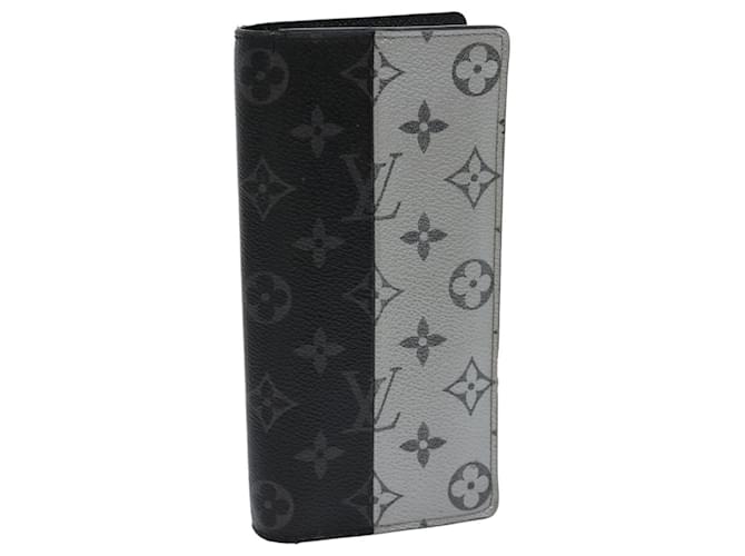 LOUIS VUITTON Eclipse Split Portefeuille Braza Lange Geldbörse M63027 LV Auth 30731BEIM Schwarz Silber  ref.615133