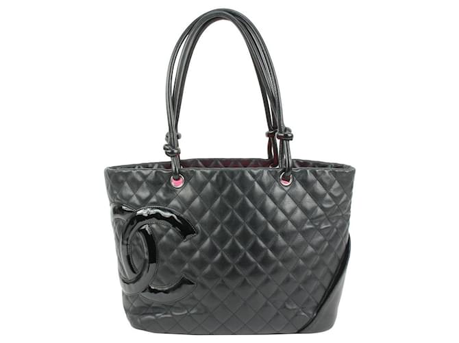 Chanel Black Quilted Cambon Tote Bag Leather  ref.615179