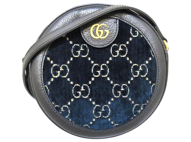 Gucci Blue GG Marmont Round Velvet Crossbody Bag