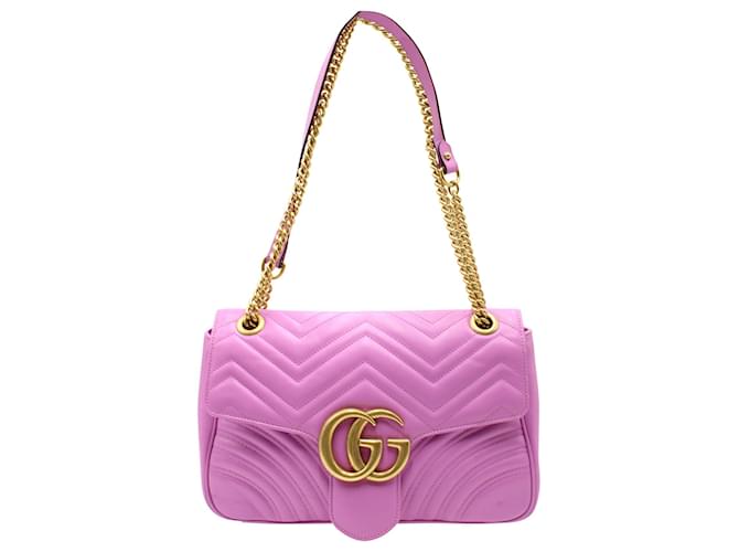 Gucci 2016 Bolsa de ombro reedição GG Marmont em couro rosa  ref.615407