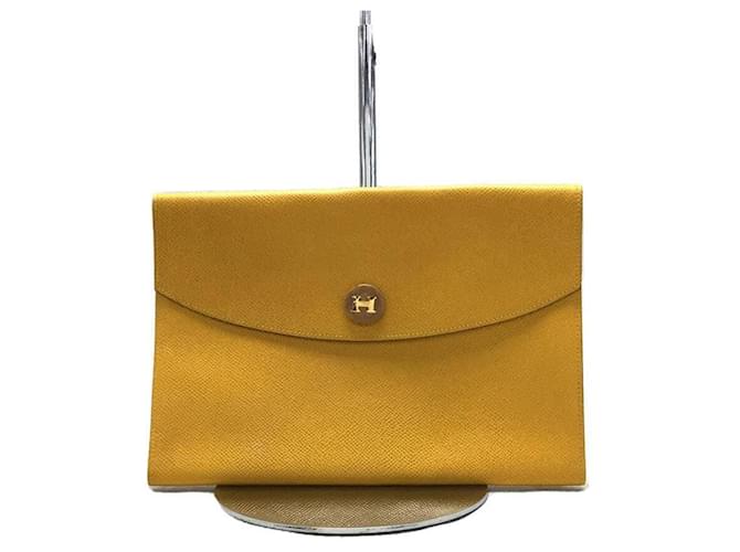 Hermès Clutch bags Yellow Leather  ref.615475