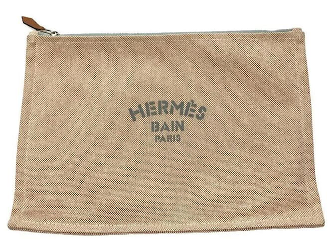 Hermès Clutch-Taschen Beige Leinwand  ref.615487