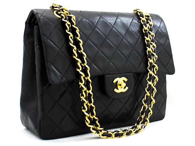 Chanel Black Lambskin Double Flap 2.55 Classic Bag