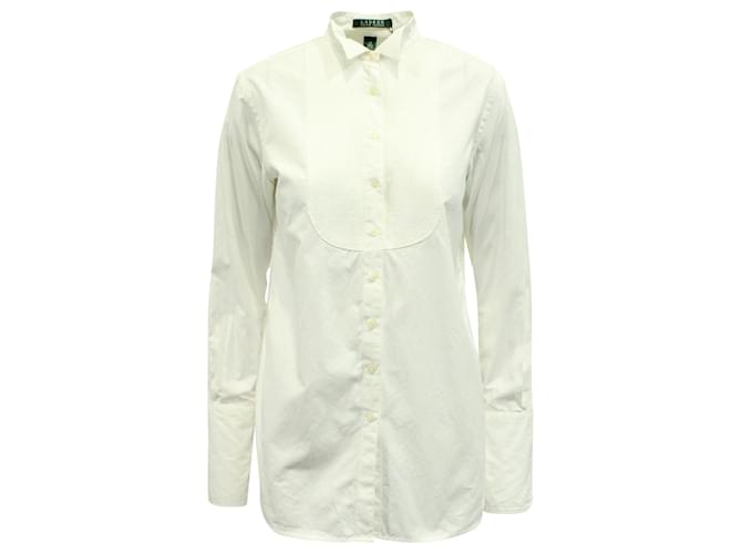 Ralph Lauren Camicia bianca con pieghe Bianco Cotone  ref.615744