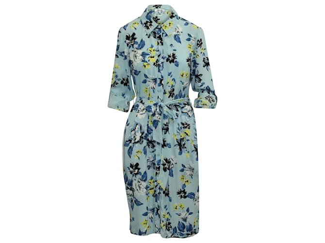 Diane Von Furstenberg Floral Shirt Dress in Blue Viscose Cellulose fibre  ref.615762