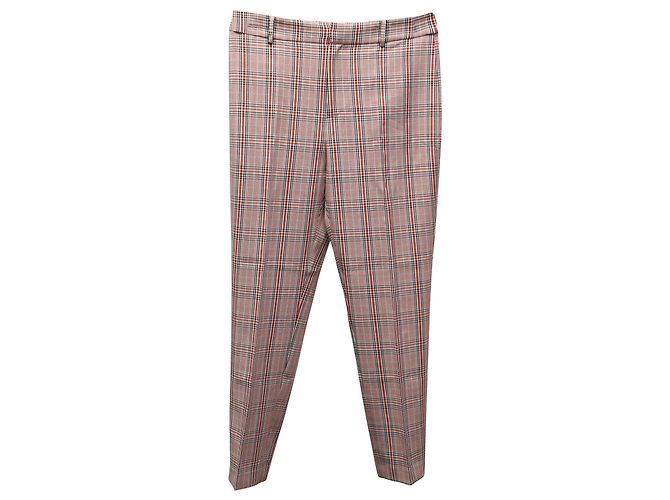 Karierte Hose mit geradem Bein von Iris & Ink aus rotem Polyester