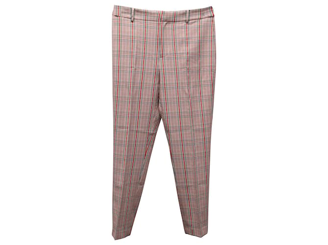 Iris & Ink Plaid Print Straight-Leg Trousers in Red Polyester  ref.615766