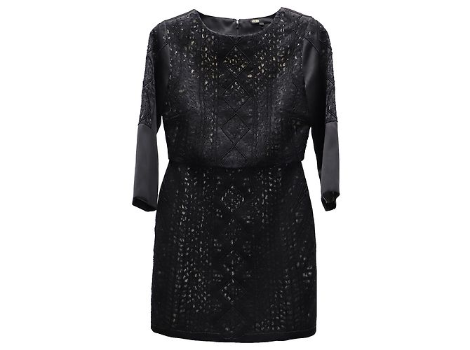 Mini abito in pizzo Maje in raso nero