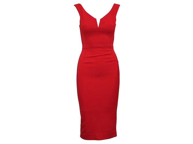 Nicholas Kirkwood Rotes Bandage-Midikleid mit V-Wire