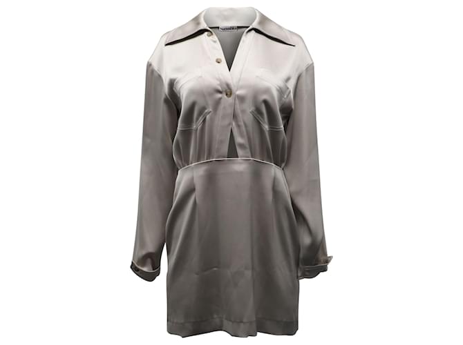 Nanushka Cutout Shirt Dress in Taupe Triacetate Polyester Grey Synthetic  ref.615784
