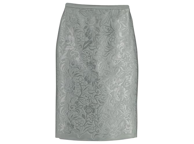 Burberry Floral Embossed Pencil Skirt in Light Green Polyester   ref.615808