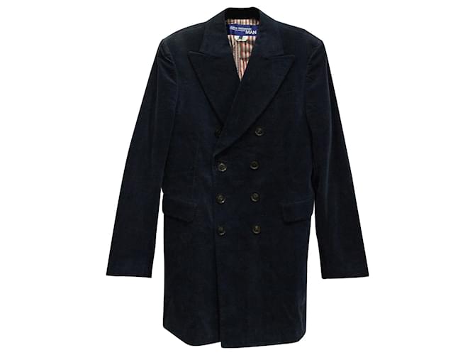 Junya Watanabe Man Double Breasted Coat in Navy Blue Cotton Corduroy  ref.615825