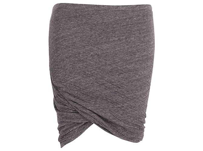 Isabel Marant Mini Saia Ruched Wrap em Algodão Cinza